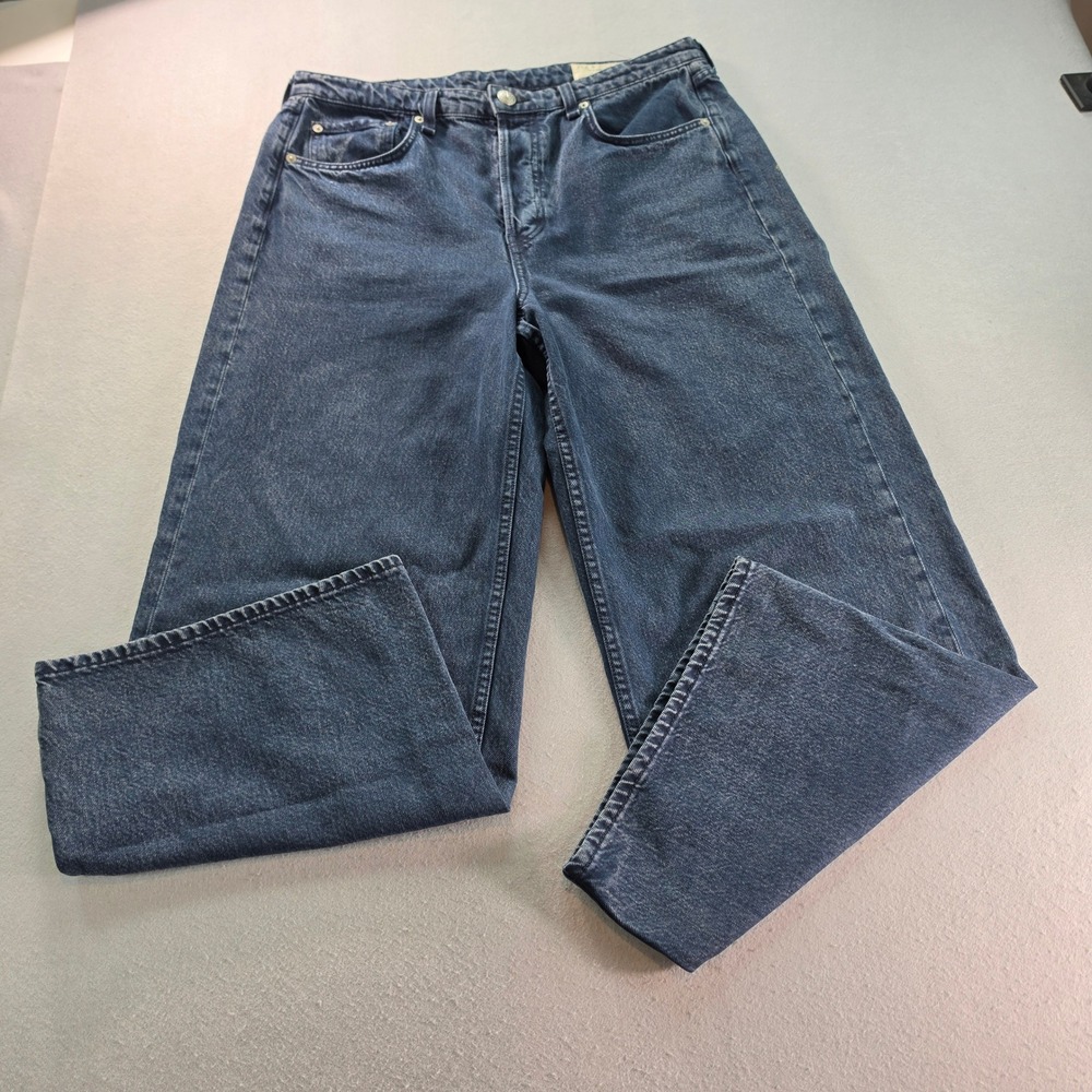 Rag & Bone Bride Trail Wide Leg Jeans Indigo Button Fly 32 Designer Boho